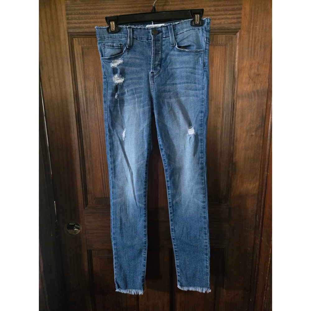 Flying Monkey Womens High Rise Skinny Distressed Button Fly Jeans Blue Size 26
